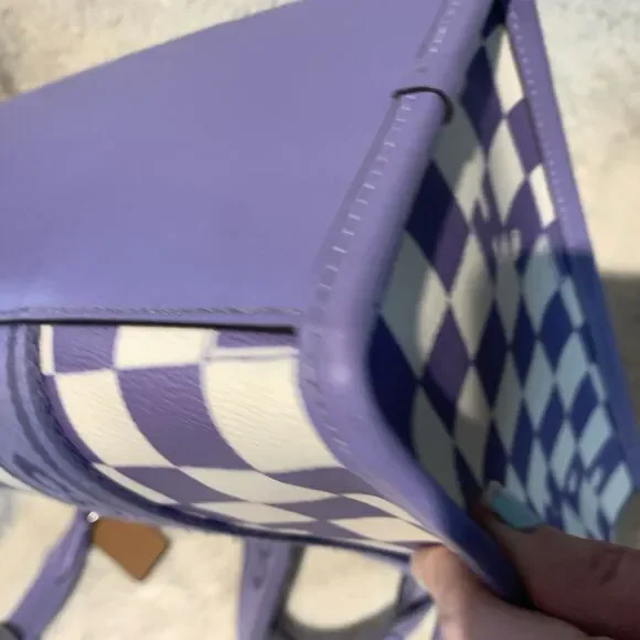 COACH Smith Tote CR101 Violet Checkerboard Print Leather Shoulder Bag - Picture 5 of 16